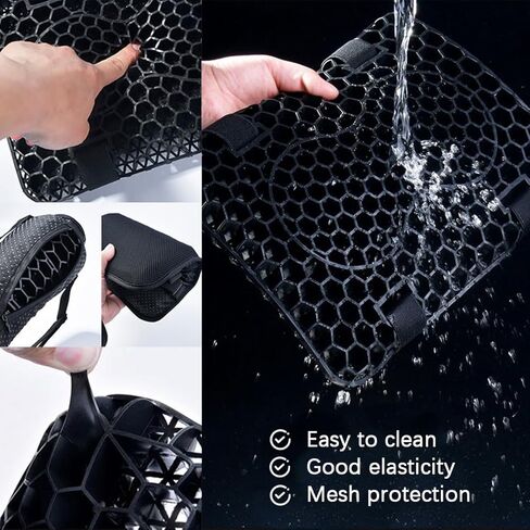 Motorcycle Seat Cushion, 3D Honeycomb Gel Breathable Shock-Absorbing Motorbike Seat Pad for Long Rides, Comfortable Pressure Relief Motorbike Chair Cover, Universal Fit in Kuwait