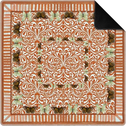 حصيرة جونغ لشجرة النخيل الاستوائية باللونين الوردي والأخضر للطاولة مقاس 31.5 × 31.5 بوصة، غطاء طاولة لعب على الشاطئ الساحلي وأمواج المحيط غير قابلة للانزلاق لتقليل الضوضاء لألعاب بلاط لوحة بطاقات ماجونج الأمريكية in Kuwait