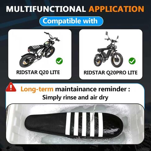 Non-Slip Seat Cover (White) Compatible with Ridstar Q20/Q20 Pro Lite EBike, Electric Bike Waterproof Soft Seat Cover, Elastic Band Design in Kuwait