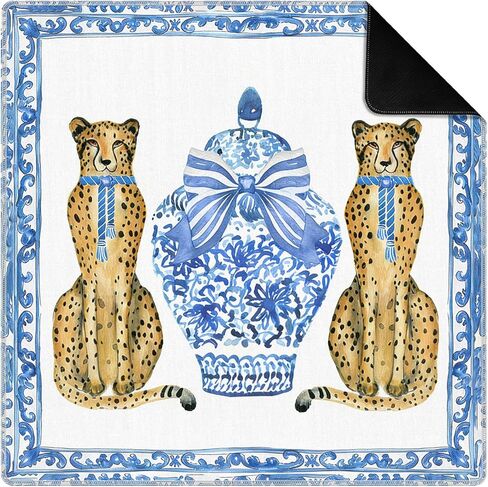حصيرة جونغ لشجرة النخيل الاستوائية باللونين الوردي والأخضر للطاولة مقاس 31.5 × 31.5 بوصة، غطاء طاولة لعب على الشاطئ الساحلي وأمواج المحيط غير قابلة للانزلاق لتقليل الضوضاء لألعاب بلاط لوحة بطاقات ماجونج الأمريكية in Kuwait