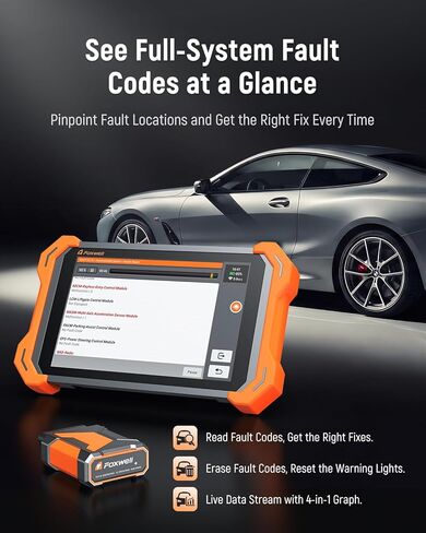 FOXWELL NT919BT All System Diagnostic Tool - Automotive Bidirectional Scan Tool, 3000+ Active Tests, 34 Maintenances, ECU Coding, CAN FD & DoIP, Lifetime Free Update, Car OBD2 Scanner for 140+ Brands in Kuwait