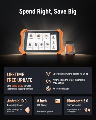 FOXWELL NT919BT All System Diagnostic Tool - Automotive Bidirectional Scan Tool, 3000+ Active Tests, 34 Maintenances, ECU Coding, CAN FD & DoIP, Lifetime Free Update, Car OBD2 Scanner for 140+ Brands in Kuwait