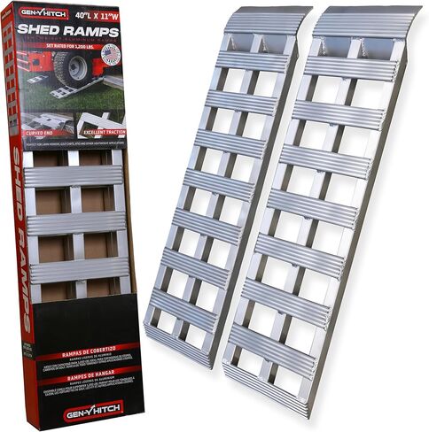 GEN-Y Hitch Aluminum Loading Ramps - Set of Two 40-Inch x 11-Inch Ramps for ATVs, Motorcycles, Mowers, Carts, and Sheds - 1,200 LBS. Combined Capacity with Serrated Rungs in Kuwait