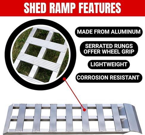 GEN-Y Hitch Aluminum Loading Ramps - Set of Two 40-Inch x 11-Inch Ramps for ATVs, Motorcycles, Mowers, Carts, and Sheds - 1,200 LBS. Combined Capacity with Serrated Rungs in Kuwait
