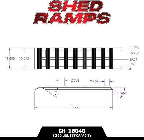 GEN-Y Hitch Aluminum Loading Ramps - Set of Two 40-Inch x 11-Inch Ramps for ATVs, Motorcycles, Mowers, Carts, and Sheds - 1,200 LBS. Combined Capacity with Serrated Rungs in Kuwait