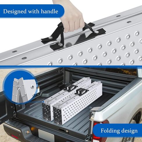 77.7 inches Long and 8.6 inches Wide Heavy Duty Folding Loading Ramp, 1500lb Capacity, Motorcycle; Lawn Mower; Snow Plough; Bikes; ATV; UTV; Golf Carts,Circular Hole, Pack of 2 in Kuwait