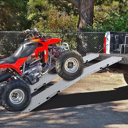 77.7 inches Long and 8.6 inches Wide Heavy Duty Folding Loading Ramp, 1500lb Capacity, Motorcycle; Lawn Mower; Snow Plough; Bikes; ATV; UTV; Golf Carts,Circular Hole, Pack of 2 in Kuwait