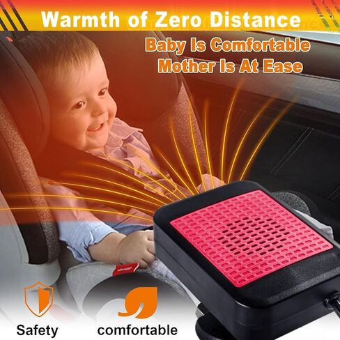 Car Heater & Defroster 12V Portable Car Heaters for Vehicle – 200W Fast Heating & Cooling Fan with 360° Rotatable Base Plug In Windshield Defogger for Car,Truck,SUV,RV | Auto Heater for Winter Driving in Kuwait
