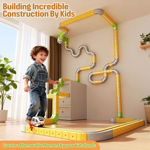 Hapray Electric Train Set, Magnetic Train Set for Kids 4-8, Infinity Racer Magnetic Train, Gravity-Defying 3D Race Track & Motorized Car, STEM Track Train Toys Birthday Gift for Boys Girls 87pcs in Kuwait