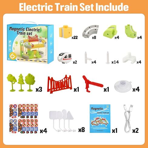 Hapray Electric Train Set, Magnetic Train Set for Kids 4-8, Infinity Racer Magnetic Train, Gravity-Defying 3D Race Track & Motorized Car, STEM Track Train Toys Birthday Gift for Boys Girls 87pcs in Kuwait