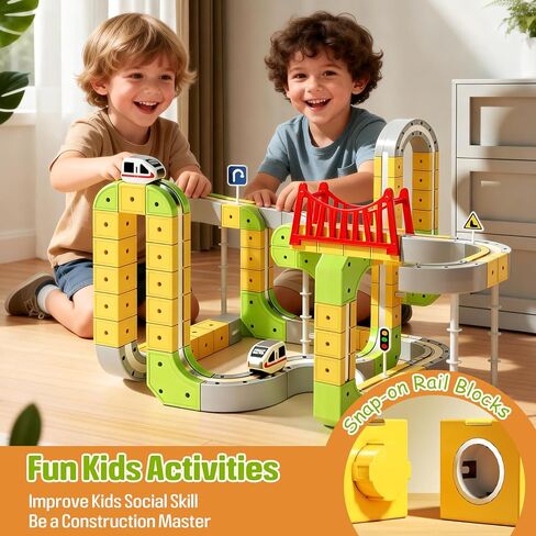 Hapray Electric Train Set, Magnetic Train Set for Kids 4-8, Infinity Racer Magnetic Train, Gravity-Defying 3D Race Track & Motorized Car, STEM Track Train Toys Birthday Gift for Boys Girls 87pcs in Kuwait