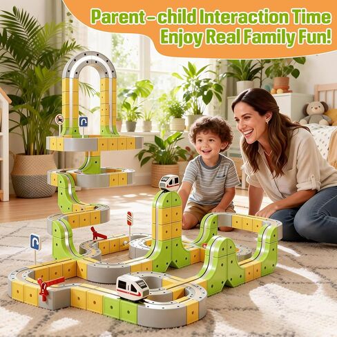 Hapray Electric Train Set, Magnetic Train Set for Kids 4-8, Infinity Racer Magnetic Train, Gravity-Defying 3D Race Track & Motorized Car, STEM Track Train Toys Birthday Gift for Boys Girls 87pcs in Kuwait