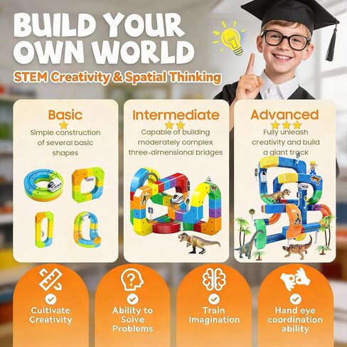 3D Gravity-Defying Electric Train Set – 140 Pcs DIY Flexible Cube Track, Build Any Track You Imagine, Safe & Durable STEM Toy for Kids 3-12, Encourages Creativity & Problem-Solving in Kuwait
