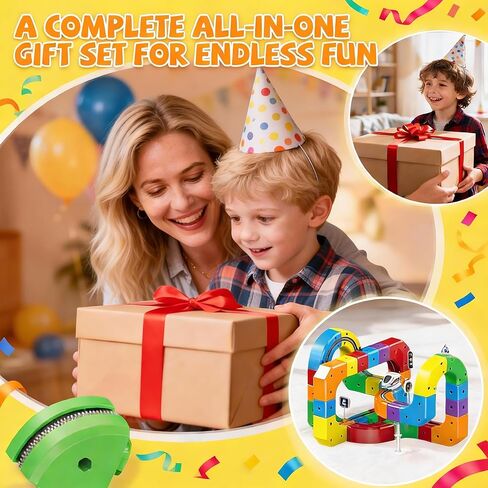 3D Gravity-Defying Electric Train Set – 140 Pcs DIY Flexible Cube Track, Build Any Track You Imagine, Safe & Durable STEM Toy for Kids 3-12, Encourages Creativity & Problem-Solving in Kuwait