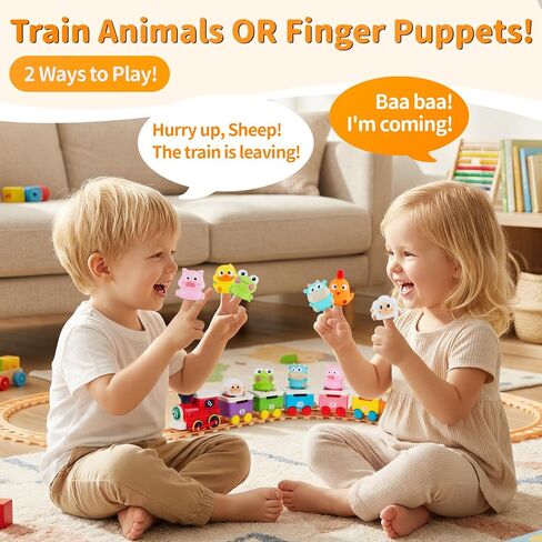 Train Set Toy for Toddler 1 2 3 Year Old, Realistic Mist Steam Electric Farm Animal Train Set Music & Lights, Early Learning Counting Matching & Sorting, Xmas Birthday Gifts for Baby Boys Girls 18M+ in Kuwait