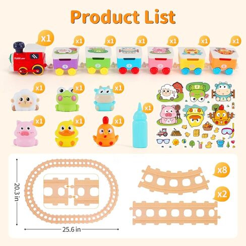 Train Set Toy for Toddler 1 2 3 Year Old, Realistic Mist Steam Electric Farm Animal Train Set Music & Lights, Early Learning Counting Matching & Sorting, Xmas Birthday Gifts for Baby Boys Girls 18M+ in Kuwait