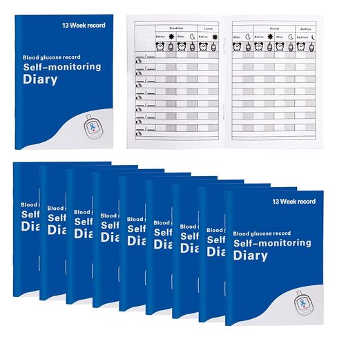 10 Pcs Diabetes Blood Sugar Log Book, 3 x 4 inch Daily Blood Glucose Monitoring, Daily Blood Sugar Log for Type 1 & 2 Diabetes, 13 Week Tracker Diabetics Log Book Before & After Meals, Pocket Size Journal for Diabetics in Kuwait