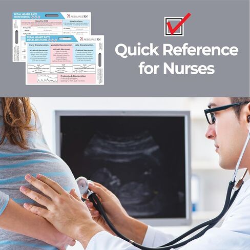Fetal Monitoring Badge Card for Nurses – Badge Buddy Pocket Reference for Labor & Delivery, EFM FHR Baseline, Variability, Accelerations & Decelerations, OB Nurse, Horizontal & Vertical Compatible in Kuwait