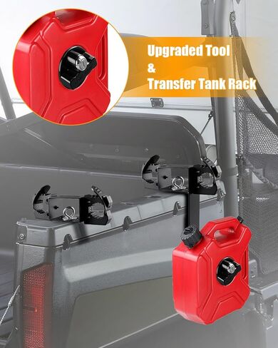 Upgraded UTV Tool Hooks Rack with Transfer Tank Mount Fit for Polaris Ranger General, Dual Tool Hooks Bed Mount Holder for Shovel Axe Rakes Farm, Heavy-Duty Steel in Kuwait