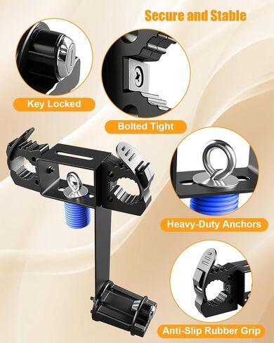 Upgraded UTV Tool Hooks Rack with Transfer Tank Mount Fit for Polaris Ranger General, Dual Tool Hooks Bed Mount Holder for Shovel Axe Rakes Farm, Heavy-Duty Steel in Kuwait