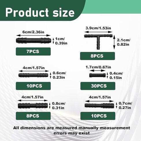 115PCS Vacuum Connector Assortment Heat Resistance 240℃（460℉）1/8" 3/16" 1/4" 5/16" 3/8" Vacuum Connector, Automotive Vacuum Tubing Connector, Vacuum Tee Connector in Kuwait