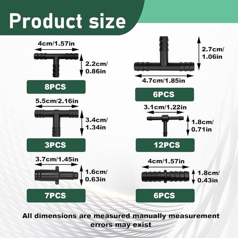 115PCS Vacuum Connector Assortment Heat Resistance 240℃（460℉）1/8" 3/16" 1/4" 5/16" 3/8" Vacuum Connector, Automotive Vacuum Tubing Connector, Vacuum Tee Connector in Kuwait