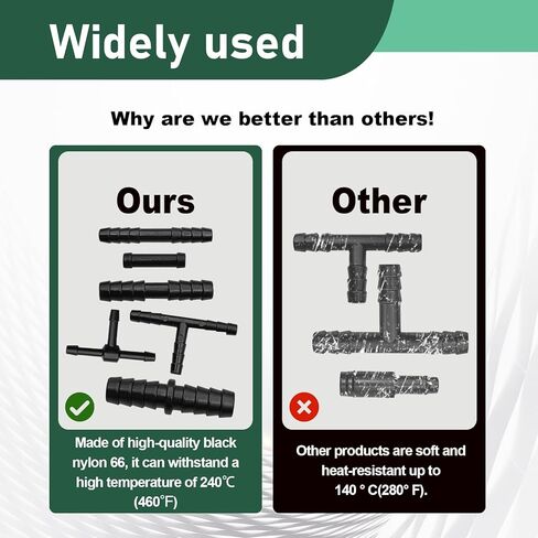 115PCS Vacuum Connector Assortment Heat Resistance 240℃（460℉）1/8" 3/16" 1/4" 5/16" 3/8" Vacuum Connector, Automotive Vacuum Tubing Connector, Vacuum Tee Connector in Kuwait
