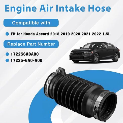 17225-6A0-A00 خرطوم دخول الهواء للمحرك مع المشابك يصلح لهوندا أكورد 1.5L 2018-2022 استبدال 172256A0A00 in Kuwait