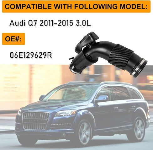 Engine Air Clean Intake Tube Hose with Clamps Direct Replacement Compatible with Audi Q7 2011-2015 3.0L Replace OEM# 06E129629R in Kuwait