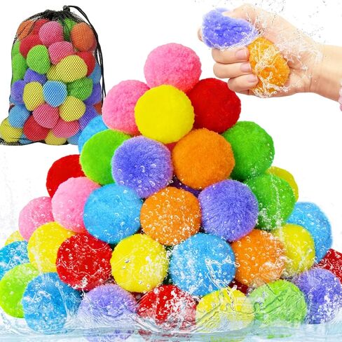 70 Pcs Reusable Water Balls with Mesh Bag,Outdoor Water Balloons for Kids,Soft Water Absorbent Balls for Outdoor Water Games,Pool,Beach,Activities in Kuwait