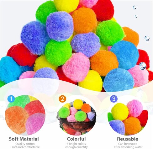 70 Pcs Reusable Water Balls with Mesh Bag,Outdoor Water Balloons for Kids,Soft Water Absorbent Balls for Outdoor Water Games,Pool,Beach,Activities in Kuwait