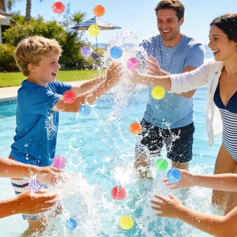70 Pcs Reusable Water Balls with Mesh Bag,Outdoor Water Balloons for Kids,Soft Water Absorbent Balls for Outdoor Water Games,Pool,Beach,Activities in Kuwait