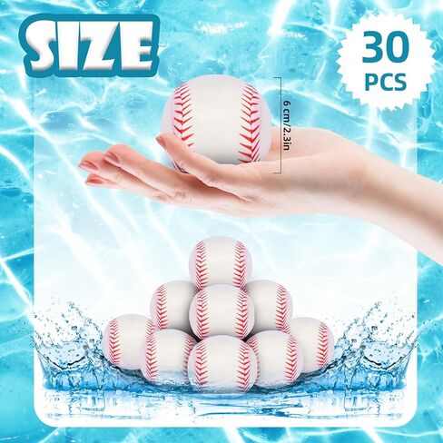 30 Pack 2.36" Water Bomb Splash Balls,Water Absorbent Baseballs Pool Toys,Reusable Water Balloons for Kids,Outdoor Water Fight Game Activities for Boys Girls,Summer Beach Pool Party Favors in Kuwait