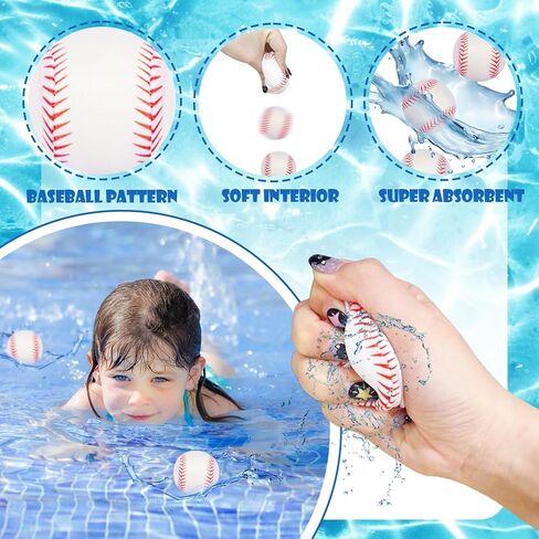 30 Pack 2.36" Water Bomb Splash Balls,Water Absorbent Baseballs Pool Toys,Reusable Water Balloons for Kids,Outdoor Water Fight Game Activities for Boys Girls,Summer Beach Pool Party Favors in Kuwait