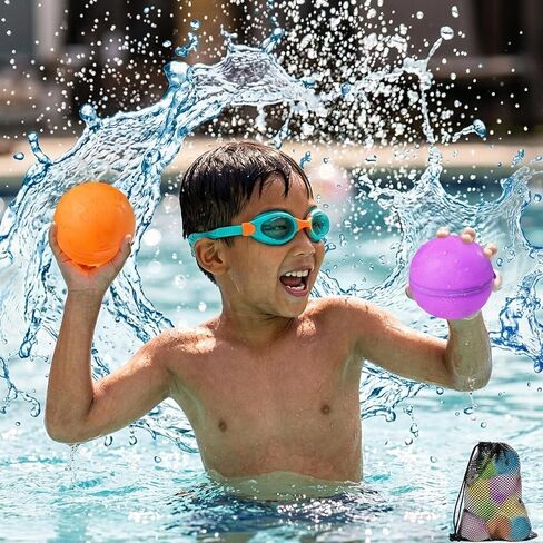 Reusable Water Balloons - 12 PCS Quick Fill Refillable Water Balloons for Kids & Adults - Soft Silicone Water Bombs for Summer Pool Parties, Backyard Games & Outdoor Water Fun (colorful) in Kuwait