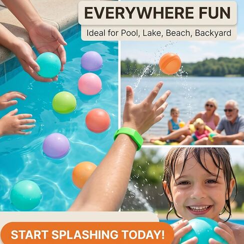 Reusable Water Balloons - 12 PCS Quick Fill Refillable Water Balloons for Kids & Adults - Soft Silicone Water Bombs for Summer Pool Parties, Backyard Games & Outdoor Water Fun (colorful) in Kuwait