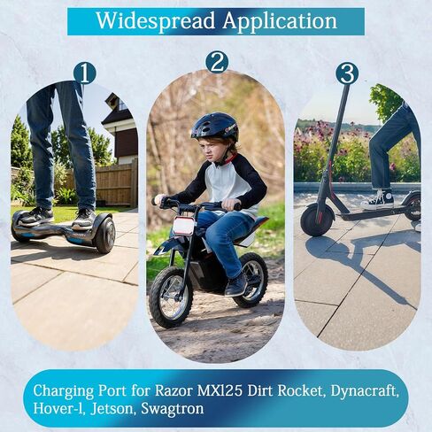 منفذ شحن سكوتر كهربائي لصواريخ Razor MX125 Dirt Rocket، Dynacraft، Hover-1، Jetson، Swagtron، مقبس شاحن بطارية بديل 6 فولت أو 12 فولت in Kuwait