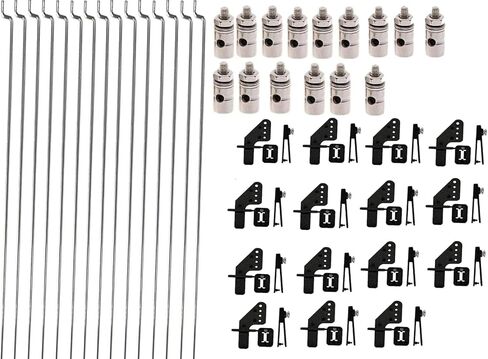 45Pcs 304 Stainless Steel 0.047"x10.24" Z Pushrods and Nylon Lock on Control Horns 0.79"x0.43" and Adjustable Pushrod Connector Linkage Stopper 0.05" Compatible for RC Airplane Plane in Kuwait