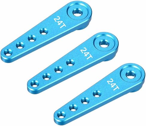 MECCANIXITY 3 Pcs Aluminum Servo Horn Long 24T 24 Teeth Steering Arm 37mm Length Blue Suitable for DIY RC Car/Boat/Airplanes Boat Model Accessories in Kuwait