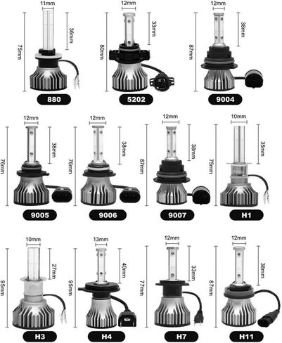 2 قطعة 4 الجانب COB 50 واط 16000LM سيارة ضوء H4 H7 LED H8 H9 H11 9006 9005 HB3 HB4 6000K 6500K الأبيض السيارات الضباب ضوء 12 فولت LED لمبة (9007/HB5 مرحبا/لو) in Kuwait