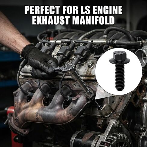 12PCS M8x1.25 Grade Exhaust Manifold Bolts - Replacement ls Header Bolts. High Strength Exhaust Bolt Kit Compatible with Automotive Engines, Reliable Hardware in Kuwait