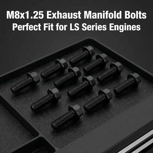 12PCS M8x1.25 Grade Exhaust Manifold Bolts - Replacement ls Header Bolts. High Strength Exhaust Bolt Kit Compatible with Automotive Engines, Reliable Hardware in Kuwait