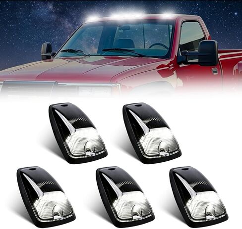 5 قطع LED لسقف الكابينة مصابيح بيضاء متوافقة مع 1988-2002 Chevy GMC CK 1500 2500 3500 5500 6000 6500 7000 7500 شاحنات بيك اب، ضوء علامة التخليص العلوي، مجموعة مصابيح تشغيل السقف in Saudi Arabia