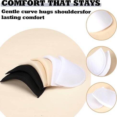 Qunclay 6 Pairs Shoulder Pads for Women Clothes No Sewing Required with Detachable Hook and Loop Clothing Anti Slip Tape Reusable Set in Shoulder Pads Soft Sponge Pad for Men Blazer Sewing Accessories in Kuwait