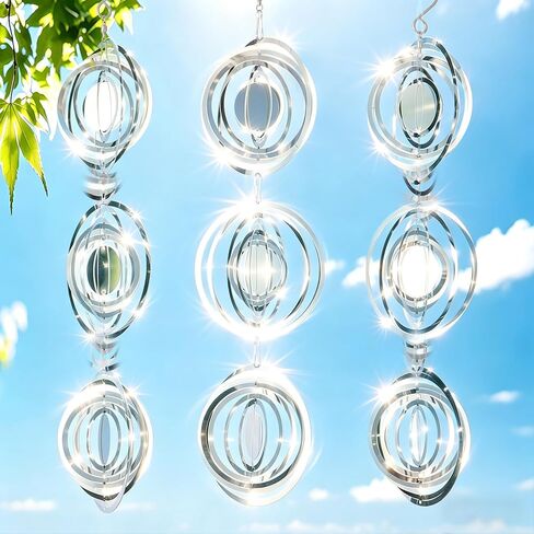 Bird Deterrents for Outside, 9PCS 3D Wind Spinners Outdoor Garden Decor, Bird Reflectors to Keep Birds, Woodpeckers, Pigeons Away from House, Outdoor Garden, Patio and Yard in Kuwait