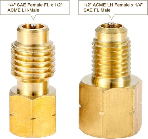 4 قطع محول مضخة تفريغ R1234yf، 1/4 بوصة SAE أنثى FL × 1/2 بوصة LH-ذكر و1/2 بوصة LH أنثى × 1/4 بوصة SAE FL ذكر، محول خزان التبريد مع مزيل صمام أساسي لتحويل مكيف الهواء HVAC in Kuwait