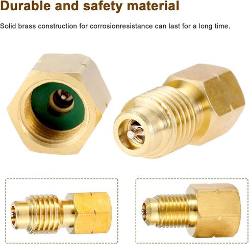 4 قطع محول مضخة تفريغ R1234yf، 1/4 بوصة SAE أنثى FL × 1/2 بوصة LH-ذكر و1/2 بوصة LH أنثى × 1/4 بوصة SAE FL ذكر، محول خزان التبريد مع مزيل صمام أساسي لتحويل مكيف الهواء HVAC in Kuwait