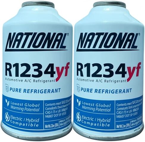R1234yf (2) علبة بديلة متوافقة مع مبرد مكيف الهواء للسيارات سعة 8 أونصة مع صمام ذاتي الغلق، سهل الاستخدام، صنع في الولايات المتحدة الأمريكية، آمن للمركبات التي تحل محل الفريون R1234YF in Kuwait