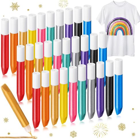 Fullhawl 20 Pcs Fabric Paint Set 0.34 oz 10 Colors 3D Glitter Puffy Paint for Fabric Crafts Permanent Nontoxic & Waterproof for Textile Clothes Canvas Glass Jeans Wood Crafts and DIY Decoration in Kuwait