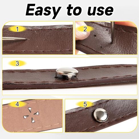 SBYURE 1000 Pcs Round Dome Studs 5 Sizes Studs for Clothing Round Dome Studs and Spikes Prong Studs Kit for Leather Craft Clothing Belts Bags Shoes Bracelets Dog Collar Accessories DIY (Silver) in Kuwait
